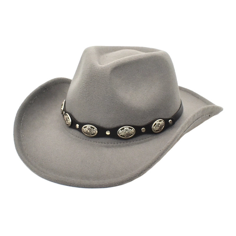 Unisex Cowboy Style Solid Color Flat Eaves Fedora Hat