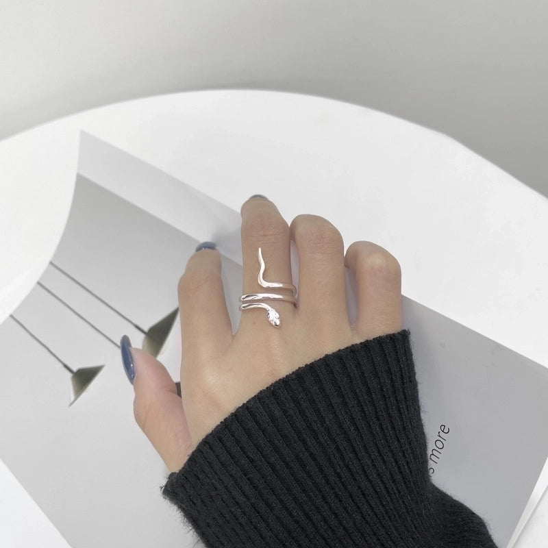 Minimalist Snake Sterling Silver Plating Open Ring