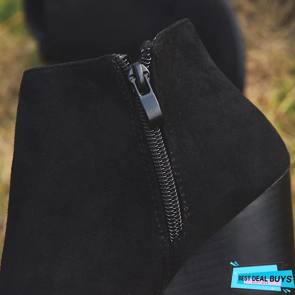 Wedge Fashion Side Zipper Ankle Boots