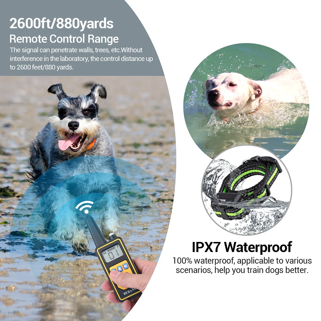 BEBANG Dog Training Collars, Dog Shock Collar with Remote 2600 feet, 4