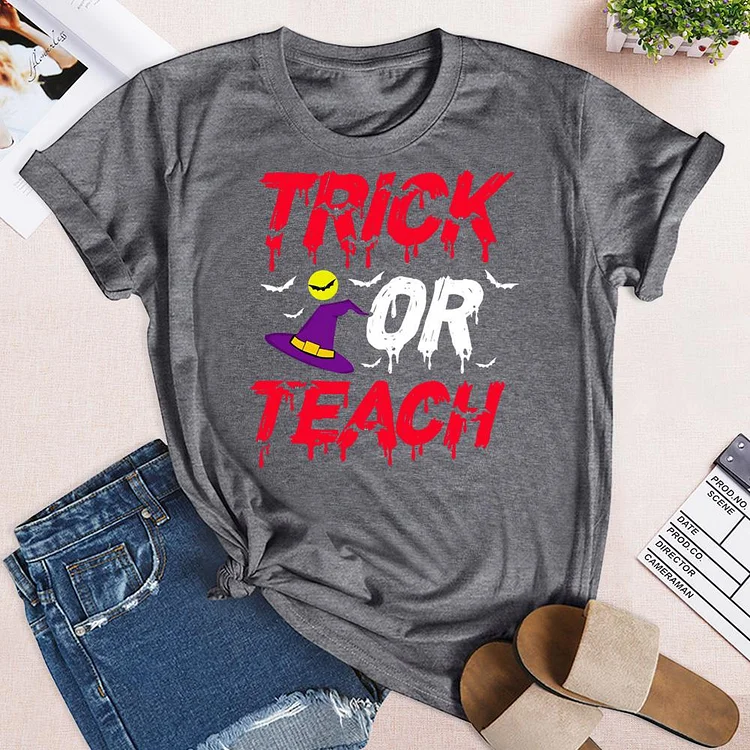 Trick Or Teach Halloween T-shirt Tee -06733