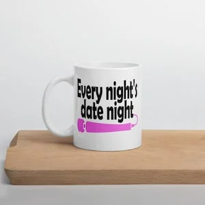 pornhint Pornhint Every night's date night funny sexual humor wand vibrator joke ceramic mug.