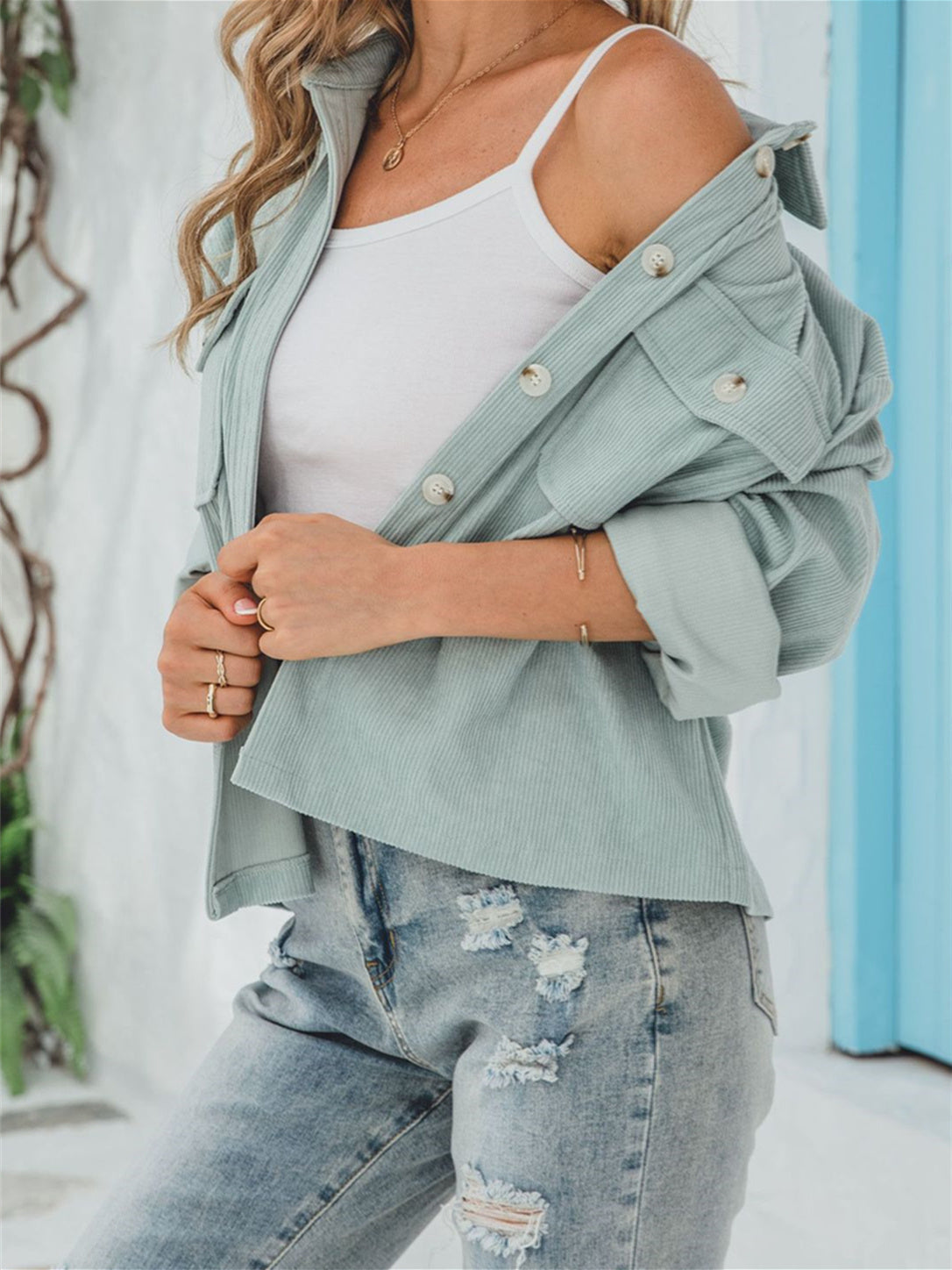 Women Half Sleeve V-neck Solid Color Dress