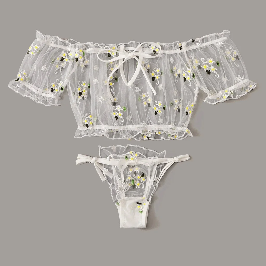 Billionm Floral Lace Underwear for Women Erotic Lingerie Sex Transparent Mesh Bra Sexy Lingerie Thong Sets Babydoll Porno Erotic Costumes