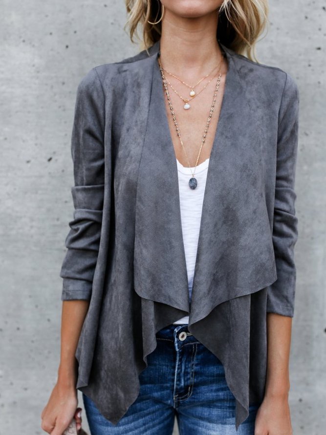 Asymmetric Casual Faux Suede Jackets