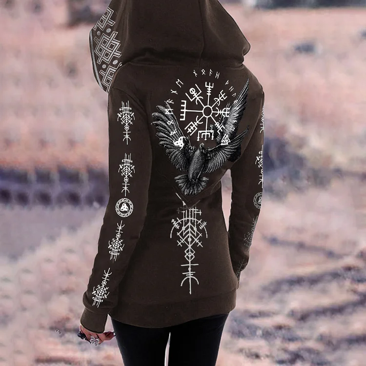 Retro Tribal Bird Viking Ethnic Graphics Hoodie