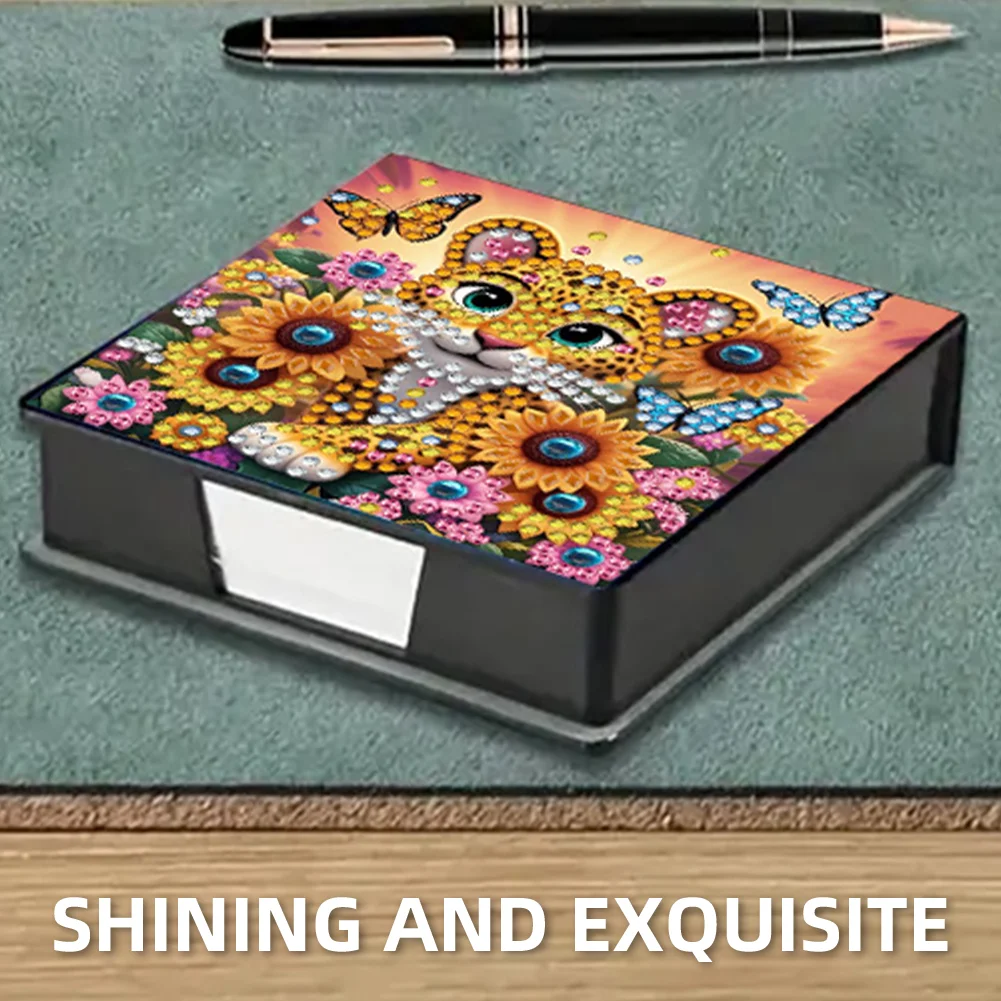 5D DIY PU Gem Painting Memo Pad Holder with 160 Sheets Paper (Sunflower)