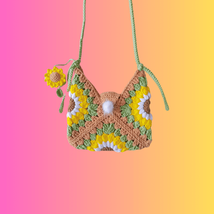 Lulusnow Handmade Classic Color Small Shoulder Bag Crochet Crossbody Bag