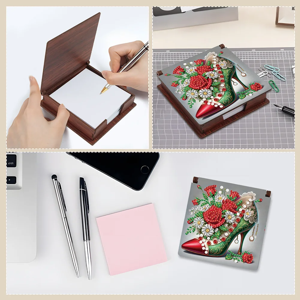 DIY Flower High Heels Diamond Painting Note Box Paper 160 Sheets of Paper for DIY Art Craft