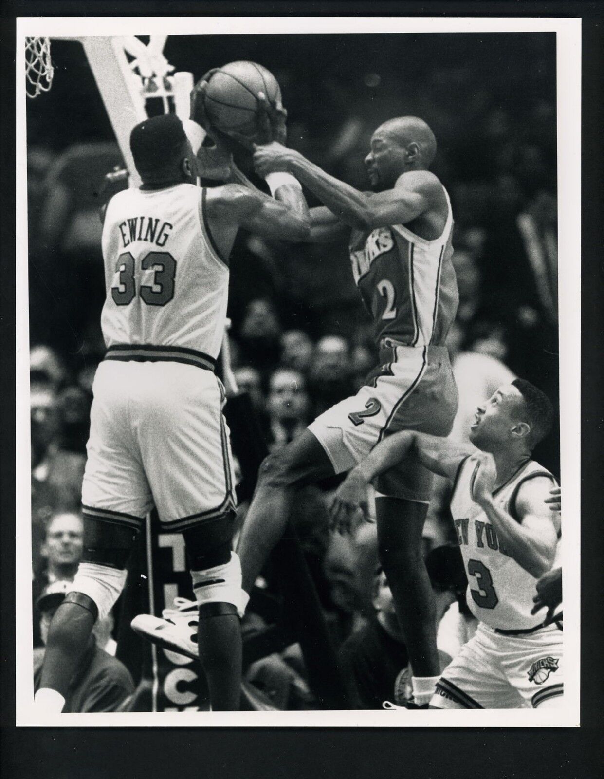 Patrick Ewing & Stacey Augmon 1983 Press Original Photo Poster painting by Bob Olen Knicks Hawks