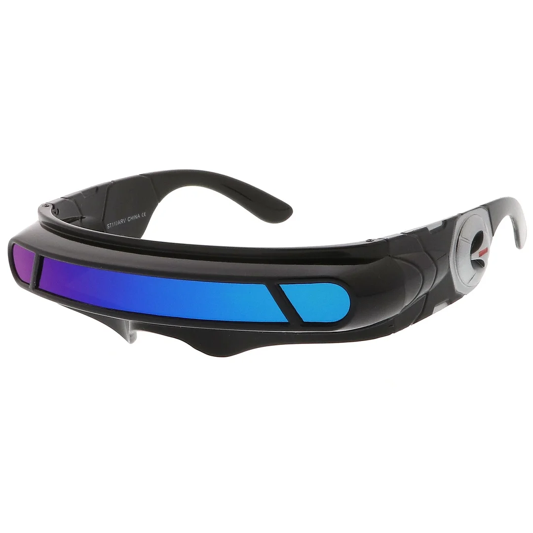 Futuristic Cyclops Shield Colored Mirror Mono Lens Wrap glasses 147mm