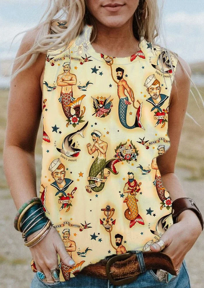 Women's Retro Mermaid Printed Vest