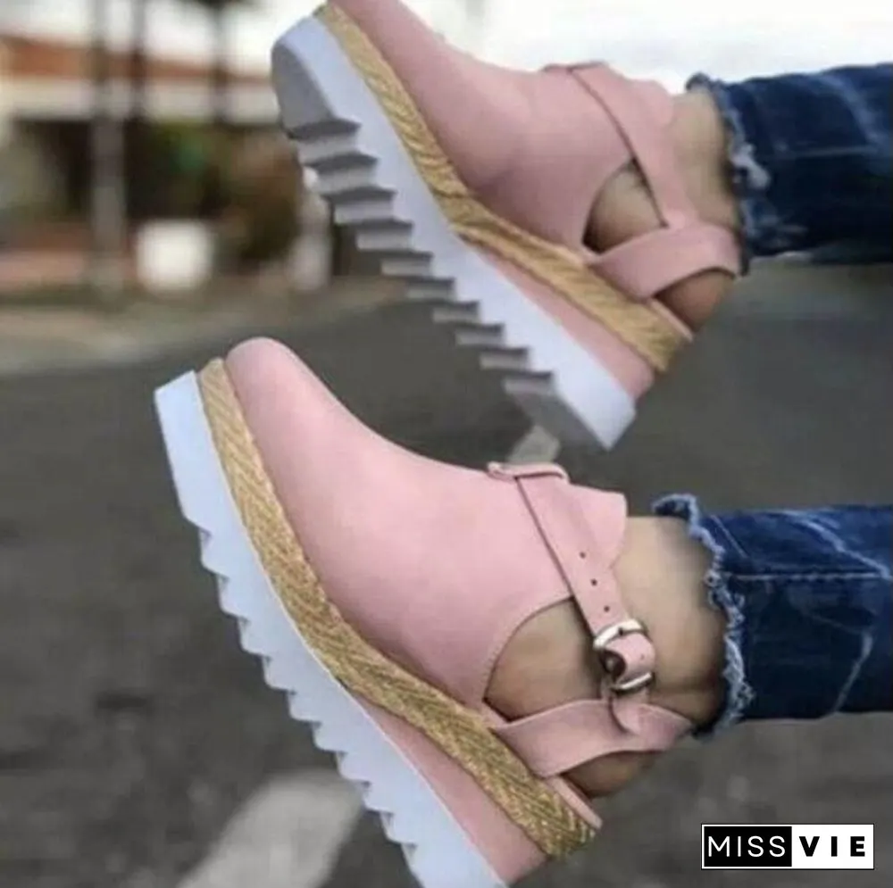 Womens Sport Shoes-Thick Bottom-Solid Ladies-Vulcanized Sneakers-Casual Wedges