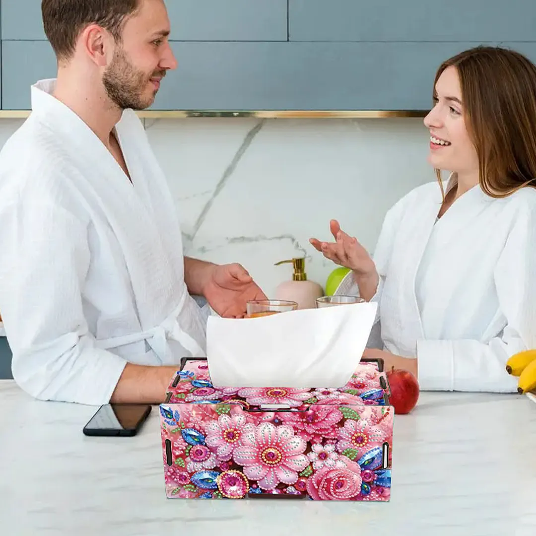 Flower DIY Diamond Art Paper Towel Holder for Home and Office Decoration