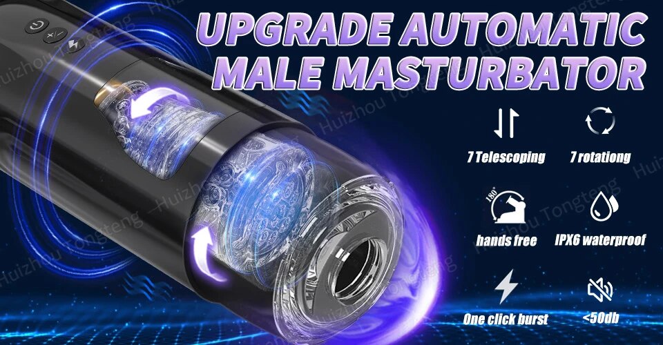 7 Thrusting & Vibrating Modes Male Masturbator Cup for Hands Free Game