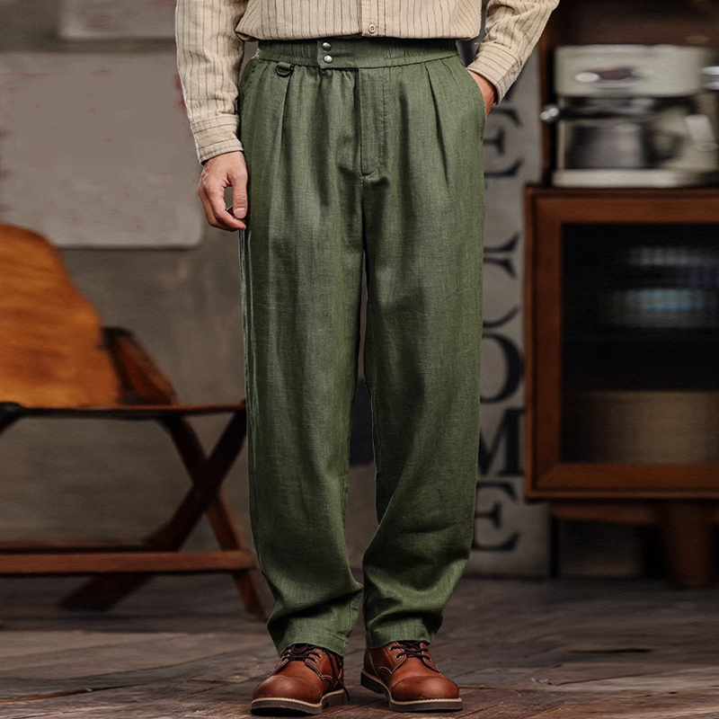 Vintage Cotton and Linen Gurkha High Rise Straight Naples Pants