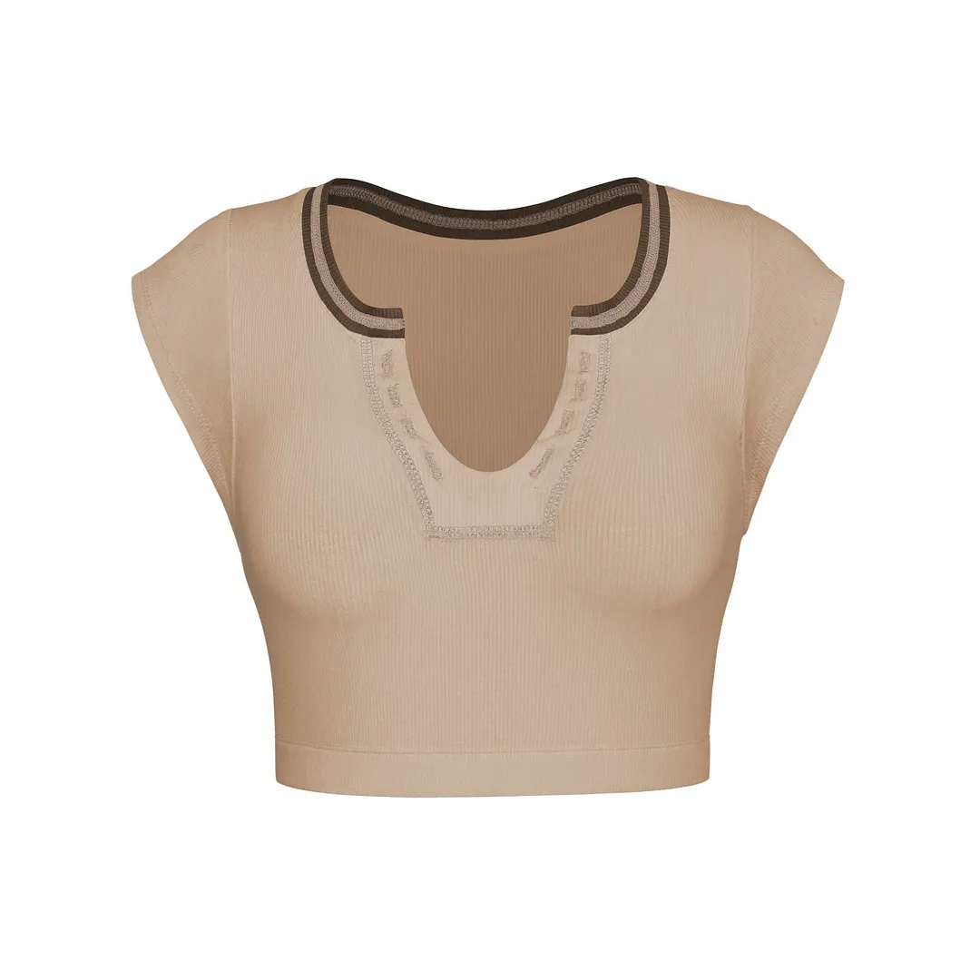 Uveng Slim-fit Ultra-short Sexy Hot Thread Blouses