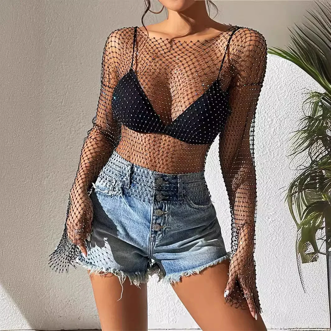 Uveng Uveng Summer Grid Flash Drill Women's T-Shirt Y1122