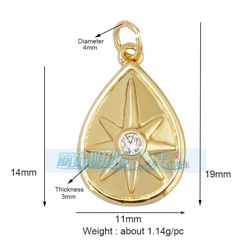 1 Piece 15 * 21mm 18 * 23mm 9*16mm Copper Zircon Sun Star Lightning Pendant Jewelry Accessories