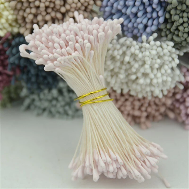 400pcs 1mm Retro Matte Double Heads Mini Flower Stamen Pistil Wedding Decoration DIY Fake Christmas Scrapbooking Gift box craft