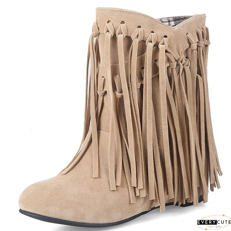 Tassel Wedge Heel Zipper Shoes