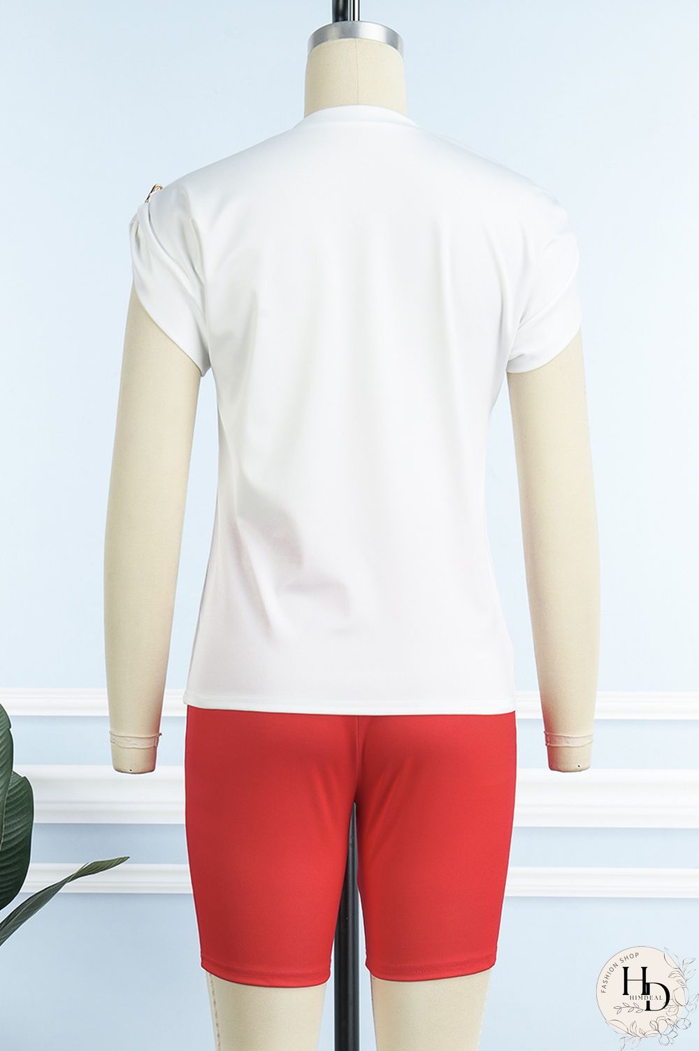 Dark Blue Casual Street Print Patchwork O Neck Short Sleeve Two Pieces