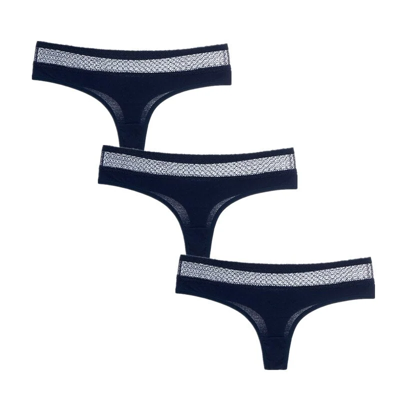 3Pcs/Lot Women G-String Cotton Thongs Solid Sexy Panties Lace Underwear Female T-back Underpants Girls Bikini Panty Thongs 2020