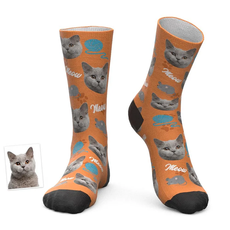 Custom Cat Face Engraved Socks Funny Socks Best Socks Pet Lovers Gift