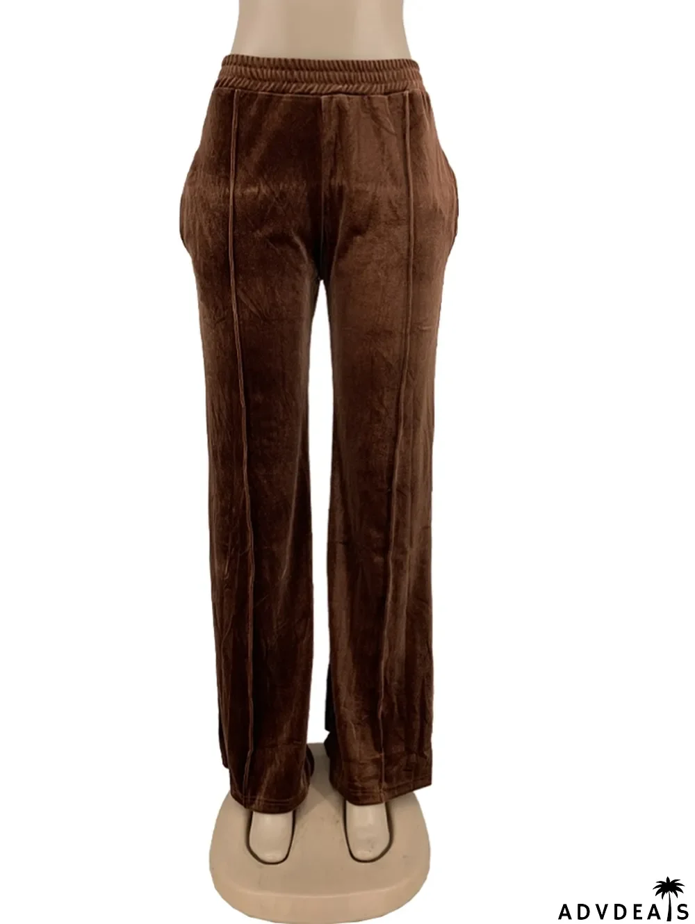 Winter Casual Brown Velvet Jogger Loose Sweatpants