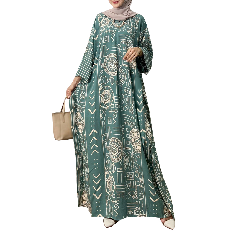 Women Muslim Dress Bohemain Printing Maxi Long Vestidos 2024 ZANZEA Dubai Robe Turkey Abaya Casual Long Sleeve Kaftan