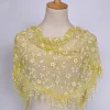Floral Lace Triangular Scarf Breathable Tassels Hijab Shawl
