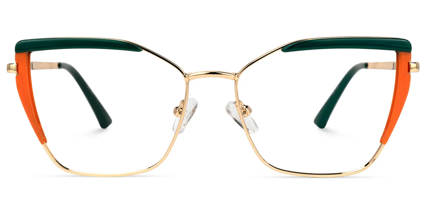 Milow GrÃ¼n-Orange Cateye Brille GrÃ¼n-Orange