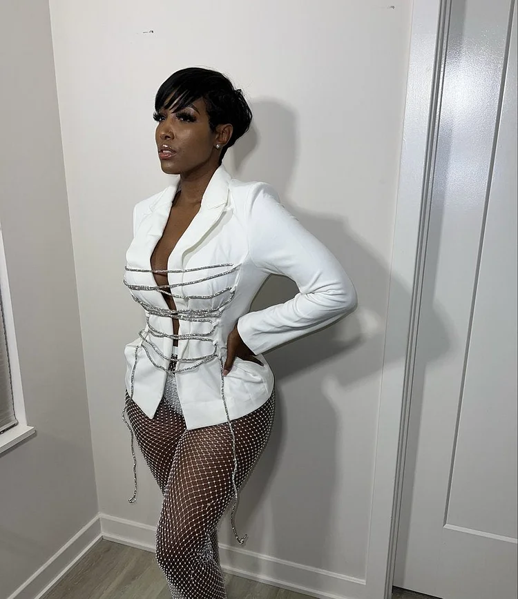 Femme Lux Crystal Tied It Up Blazer Outerwear