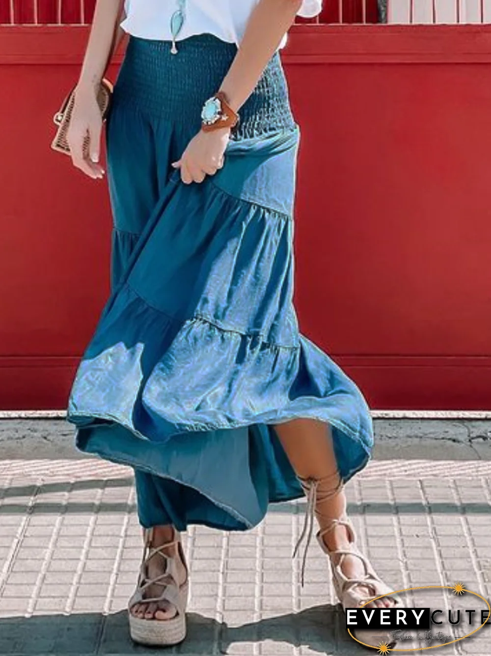 A-Line Denim Washed Skirt