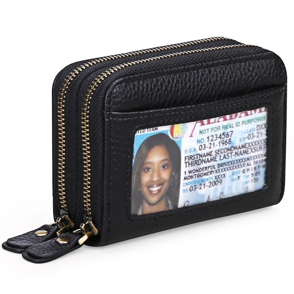 Heaye Card Case Wallet RFID with ID Window Zipper Small