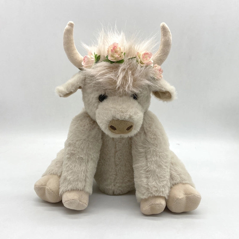 Highland Cow Simulation Scottish Highland Cattle Joint Activities Plush Doll Long Hair Vocal Yak