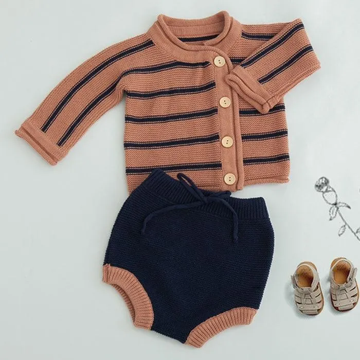 Brand Cotton Boys Girls Baby Knit Sweater Cardigan + Shorts Suit New 2019 Autumn Winter Children Clothing Baby Clothes Suit