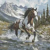 Cheval - perceuse ronde peinture diamant - 40*40cm