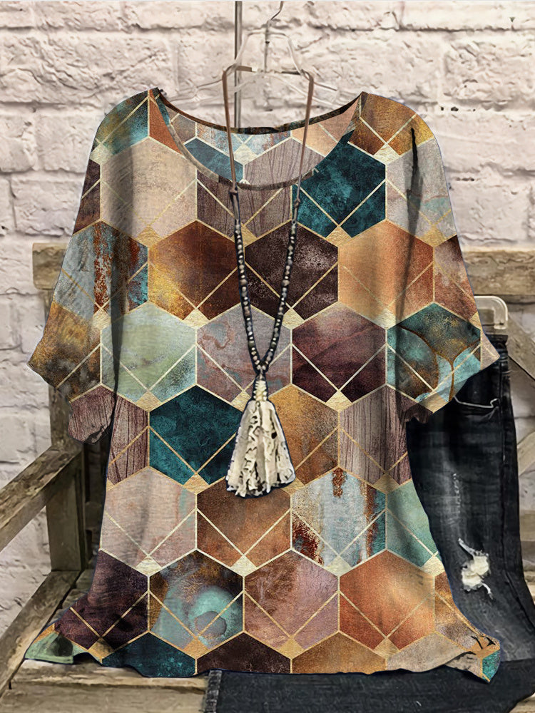 Women Long Sleeve V-neck Graphic Floral Printed Top
