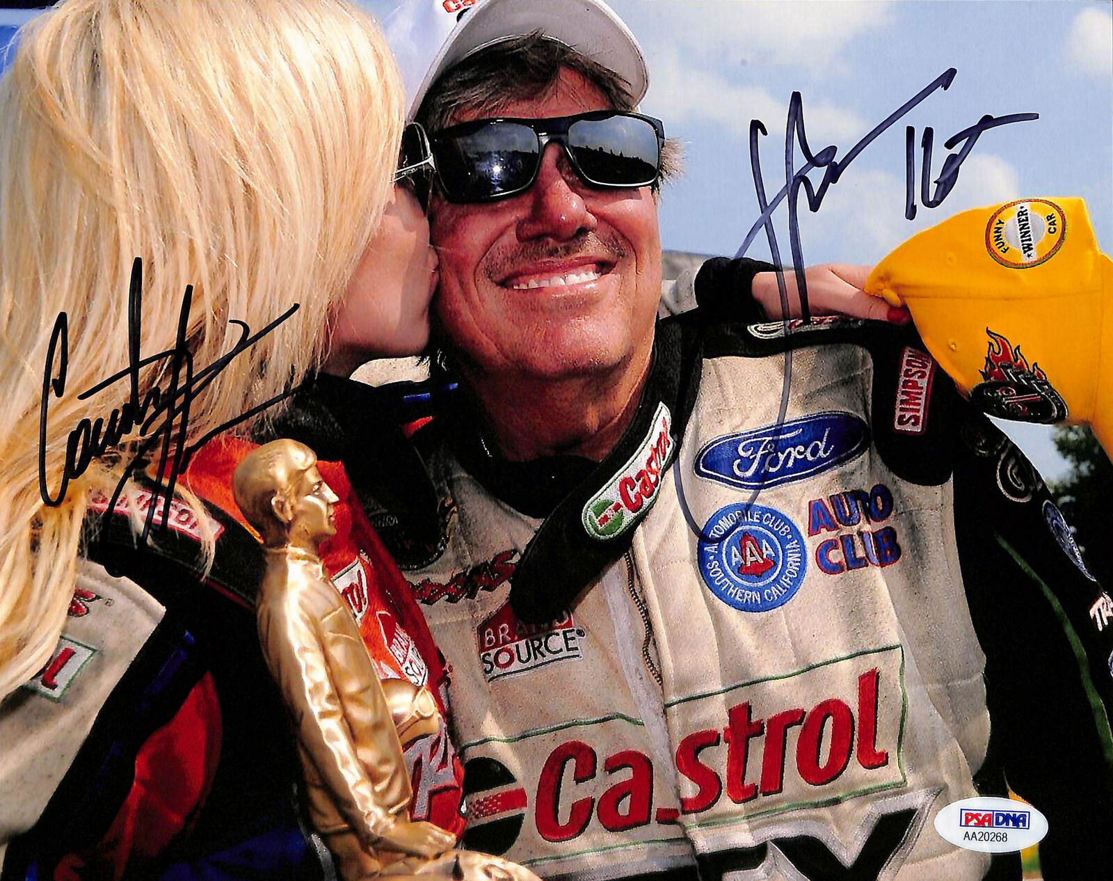 John Force & Courtney Force NHRA Drag Racing Signed 8x10 Photo Poster painting PSA/DNA #AA20268