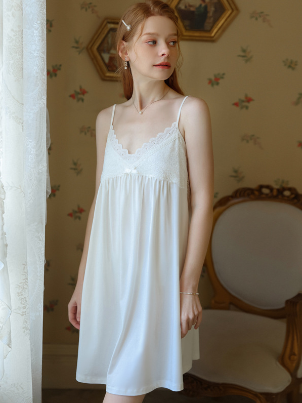 Cotton V Neck Loose Simple Nightdress