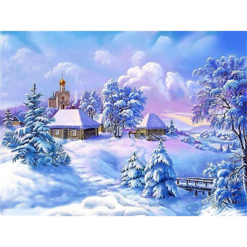 Diamond Painting - Full Round/Square Drill - Snow Scenery(30*40 - 50*60cm)