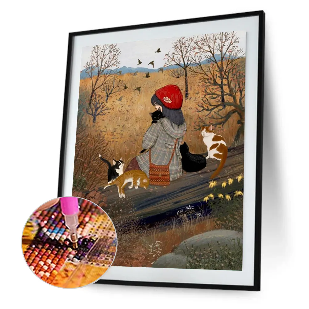 Full Round Diamond Painting 40*50cm - Autumn Atmosphere Girl