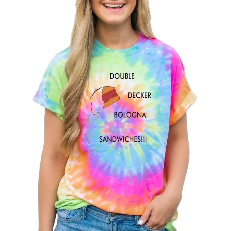 Women and Men Tie Dye Tee Double Decker Bologna Sandwiches T Shirt - Heather Prints Shirts