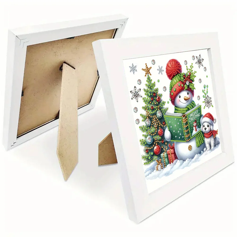5D DIY Partial Special Shaped Drill Diamond Painting Xmas Snowman Home Kit 19.2x19.2cm【With Frame】