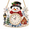 Acrylic Special Shape Xmas Snowman Diamond Pearl Painting Clock Handicraft Hanging Kit