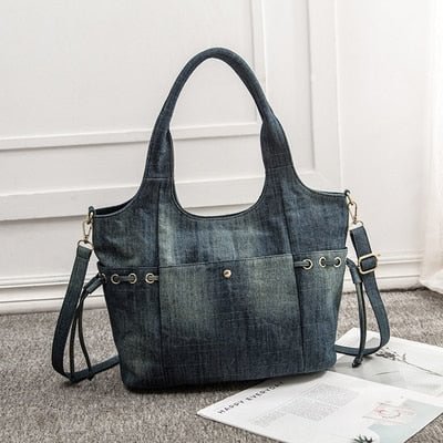 Denim Women Shoulder Bag New Fashion Jeans High Quality Crossbody Bag female big Tote Travel Handbag Large Mochila Bolsa blue