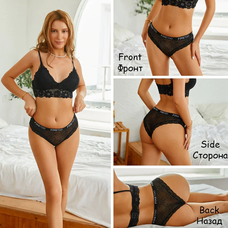 Billionm FINETOO Women Sexy Lace Panties Floral Perspective Underwear Intimates Brazilian Pant Female Breathable Thong Soft Lingerie