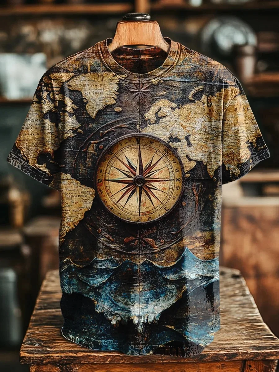 Eagerlys Vintage Nautical Compass Art Print T-shirt Eagerlys