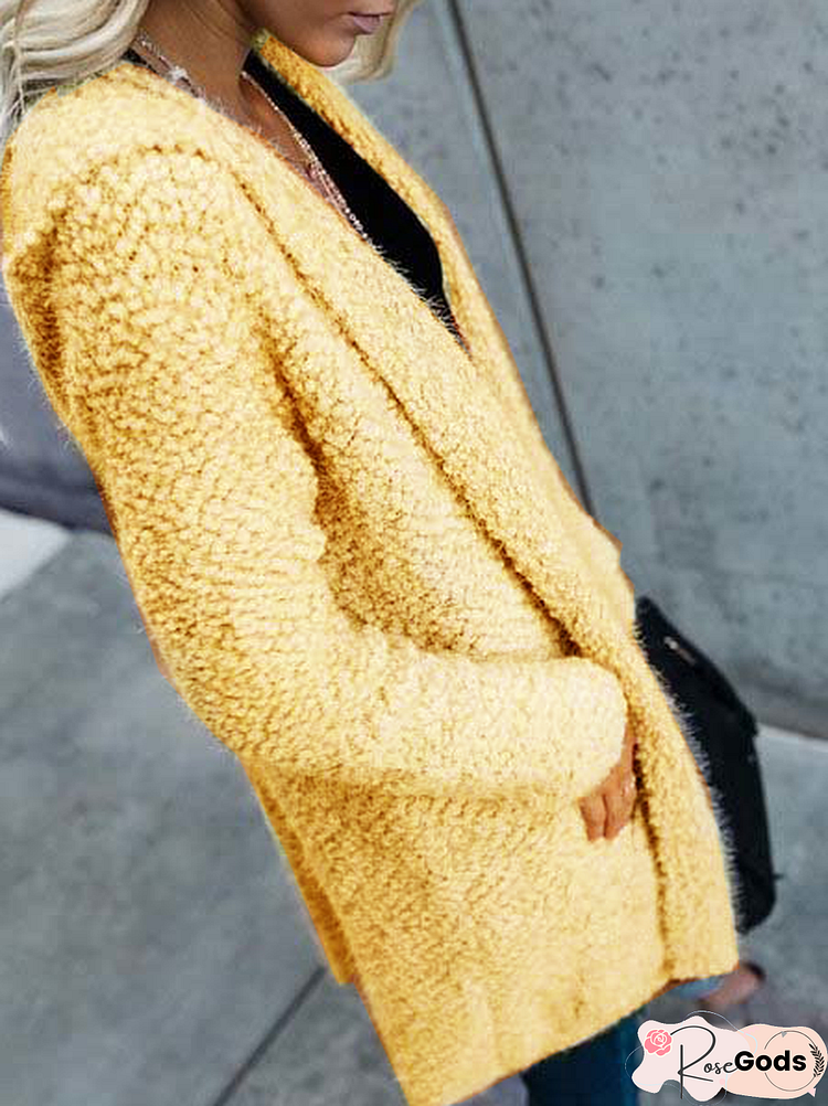 Solid Cotton Long Sleeve Hoodie Coat